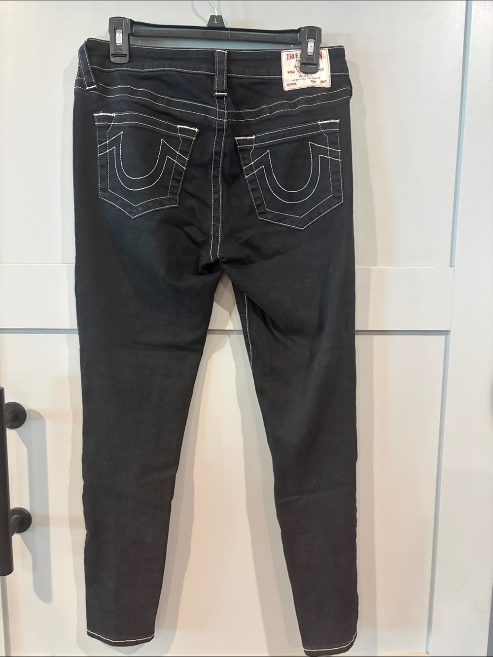 True Religion Black Skinny Jeans with Contrast Stitching